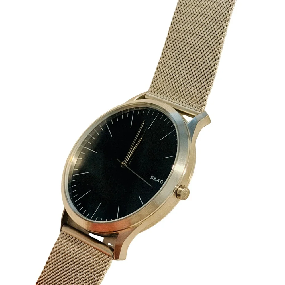 Skagen Jorn Mens Watch Silver Stainless Steel Mesh Band Black Dial SKW6334